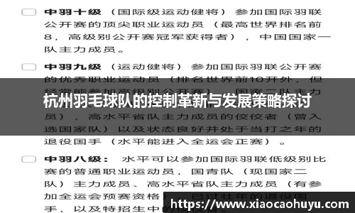 杭州羽毛球队的控制革新与发展策略探讨